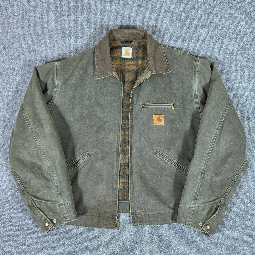 Rare Vintage Carhartt J97 MOS Blanket Plaid Lined Detroit Jacket Mens Size XL